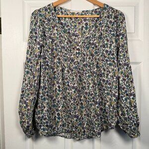 Jane + Delancey Floral Top Blue Purple Sz M